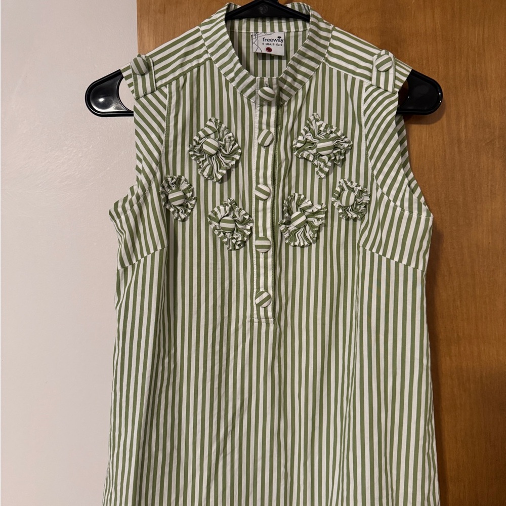 Anthropologie Olive Striped Sleeveless Blouse